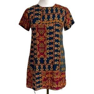 NWOT Olivaceous Multi Print Crepe Short Sleeve Shift Dress SZ S
